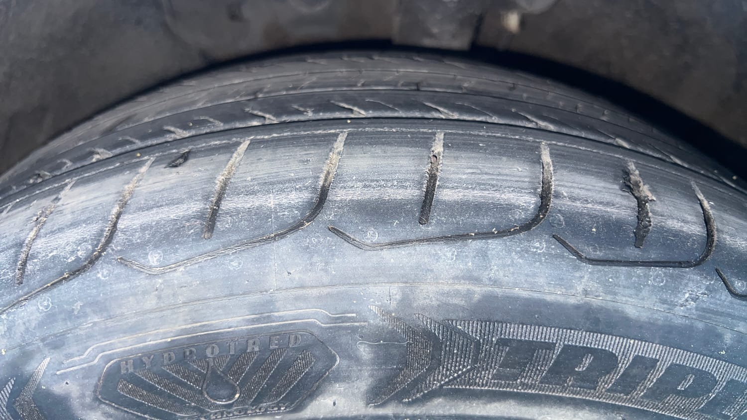 Used 2023 Hyundai Verna SX (O) 1.5 Petrol IVT Petrol Automatic tyres LEFT FRONT TYRE TREAD VIEW