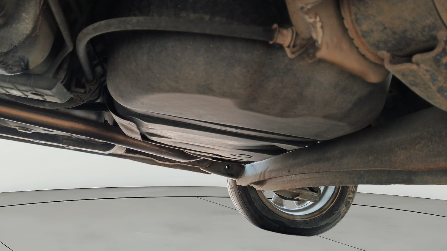 Used 2015 Hyundai Xcent S 1.2 (O) Petrol Manual extra REAR UNDERBODY VIEW (TAKEN FROM REAR)