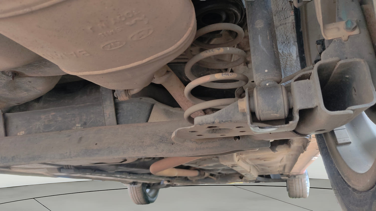Used 2018 Hyundai Grand i10 Sportz 1.2 Kappa VTVT Dual Tone Petrol Manual extra REAR RIGHT UNDERBODY VIEW