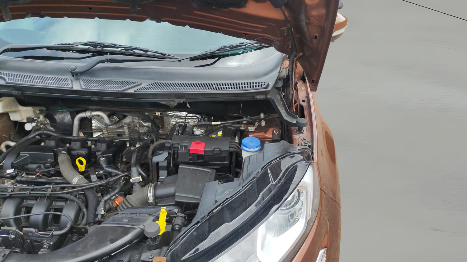 Used 2018 Ford EcoSport Titanium + 1.5L Ti-VCT AT Petrol Automatic engine ENGINE LEFT SIDE HINGE & APRON VIEW