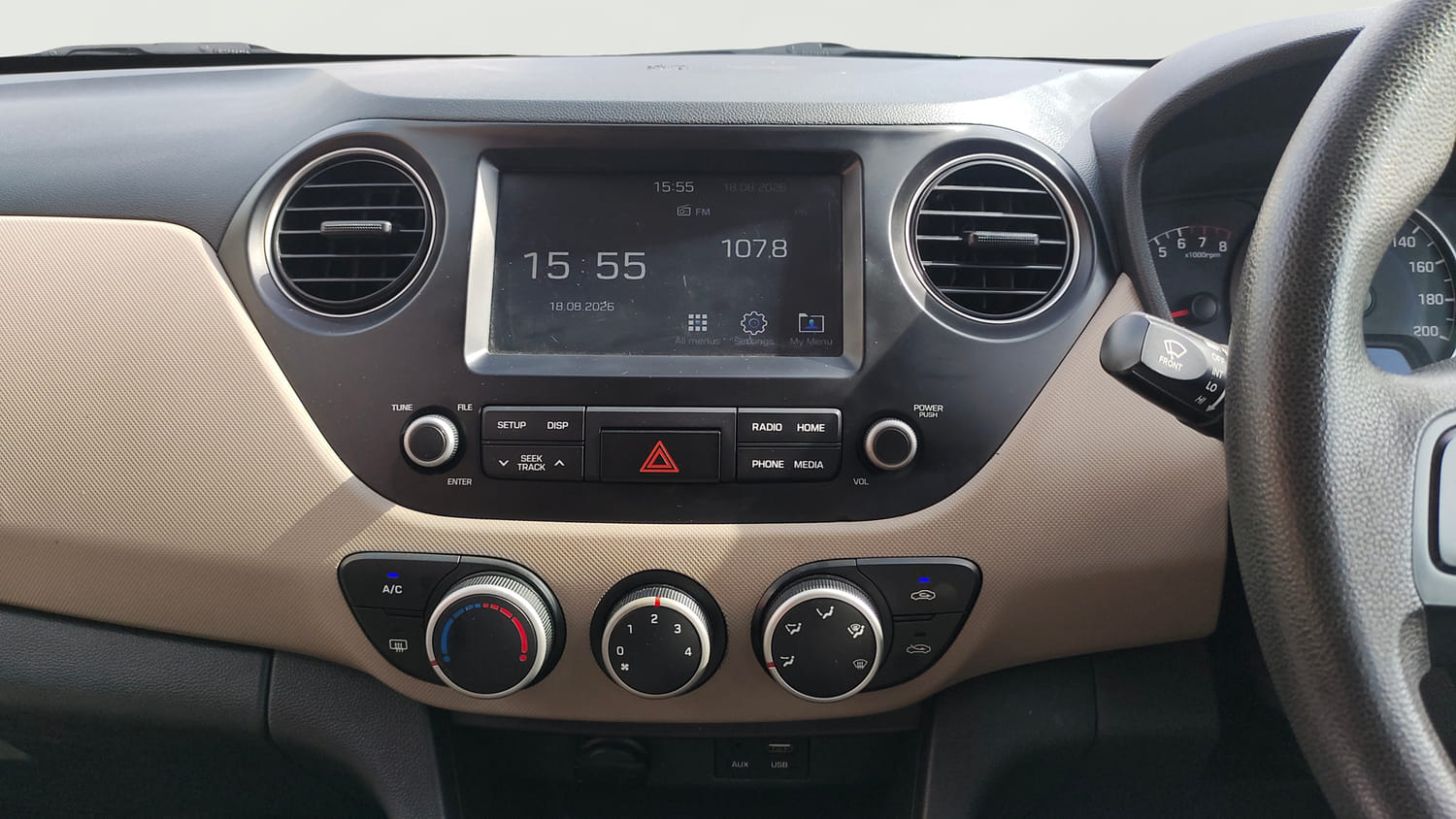 Used 2018 Hyundai Grand i10 Sportz 1.2 Kappa VTVT Petrol Manual interior MUSIC SYSTEM & AC CONTROL VIEW