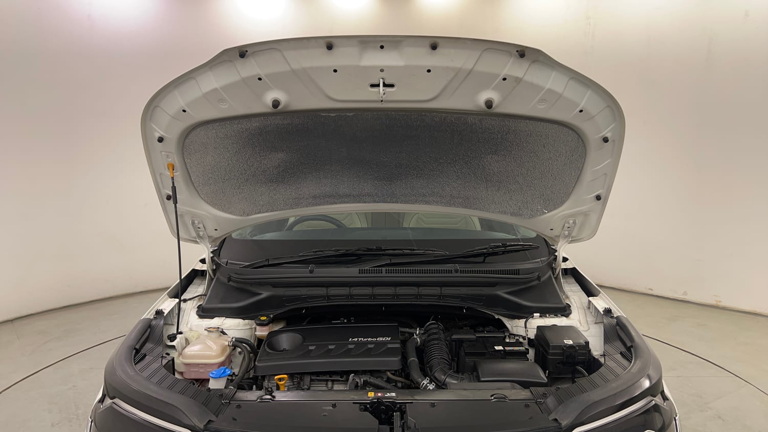 Used 2023 Kia Carens Luxury Plus 1.4 Petrol 7 STR Petrol Manual engine ENGINE & BONNET OPEN FRONT VIEW
