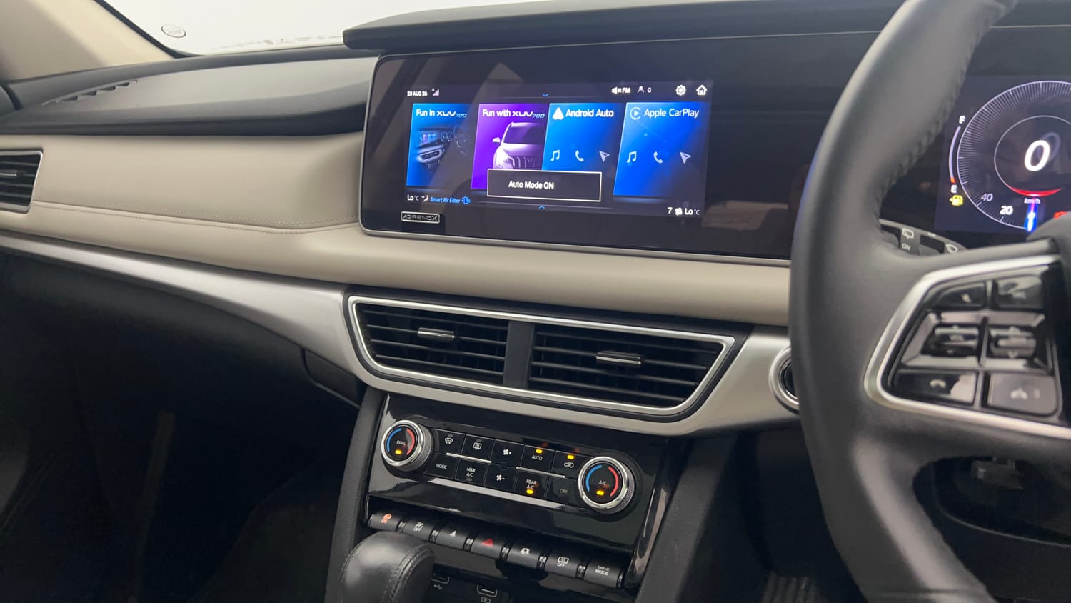 Used 2022 Mahindra XUV700 AX 7 Diesel AT AWD Luxury Pack 7 STR Diesel Automatic interior MUSIC SYSTEM & AC CONTROL VIEW