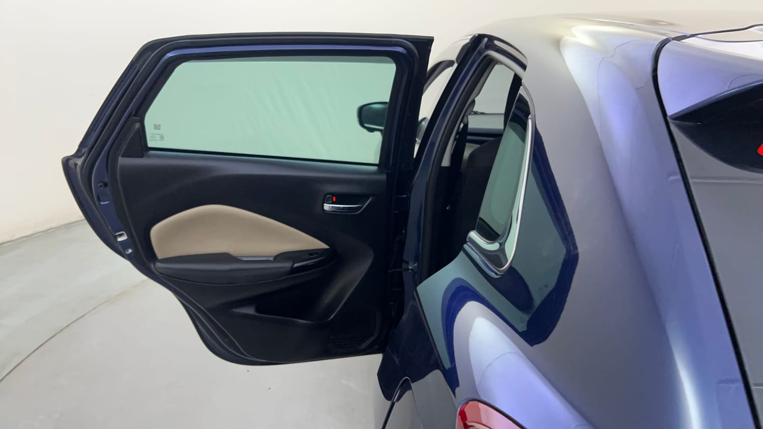 Used 2024 Toyota Glanza V AMT Petrol Automatic interior LEFT REAR DOOR OPEN VIEW