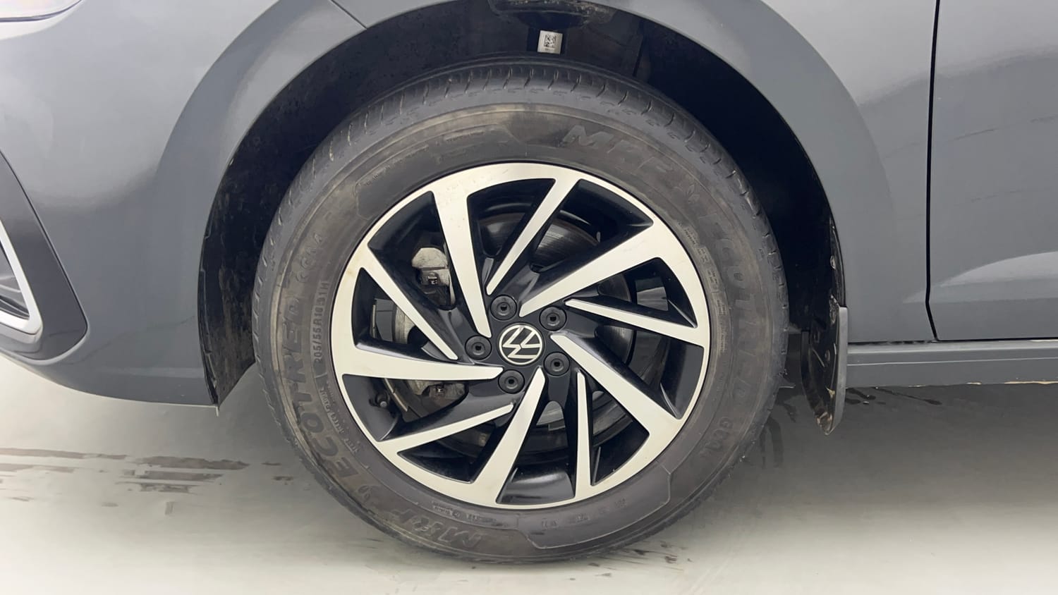 Used 2022 Volkswagen Virtus Topline 1.0 TSI AT Petrol Automatic tyres LEFT FRONT TYRE RIM VIEW
