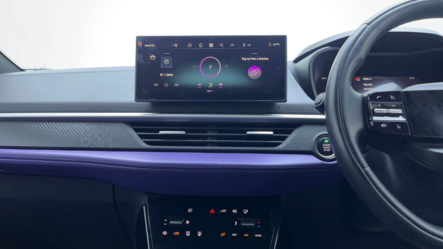 Used 2024 Tata Nexon Fearless Plus S Purple 1.2 Revotron Petrol 7DCA Dual Tone Petrol Automatic interior MUSIC SYSTEM & AC CONTROL VIEW