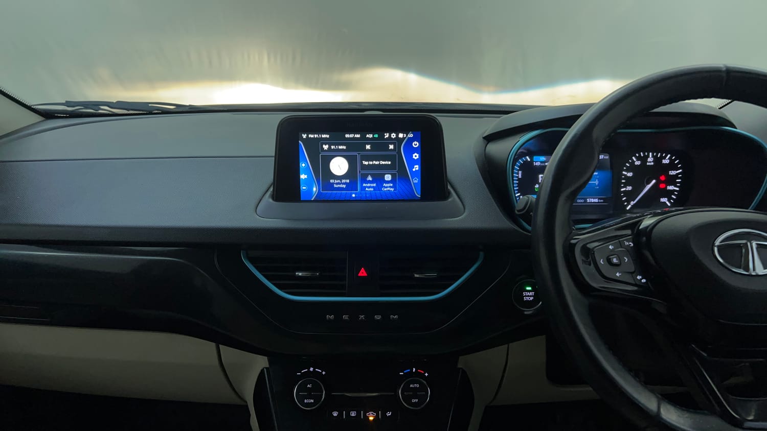 Used 2023 Tata Nexon EV XZ Plus LUX Electric Automatic interior MUSIC SYSTEM & AC CONTROL VIEW