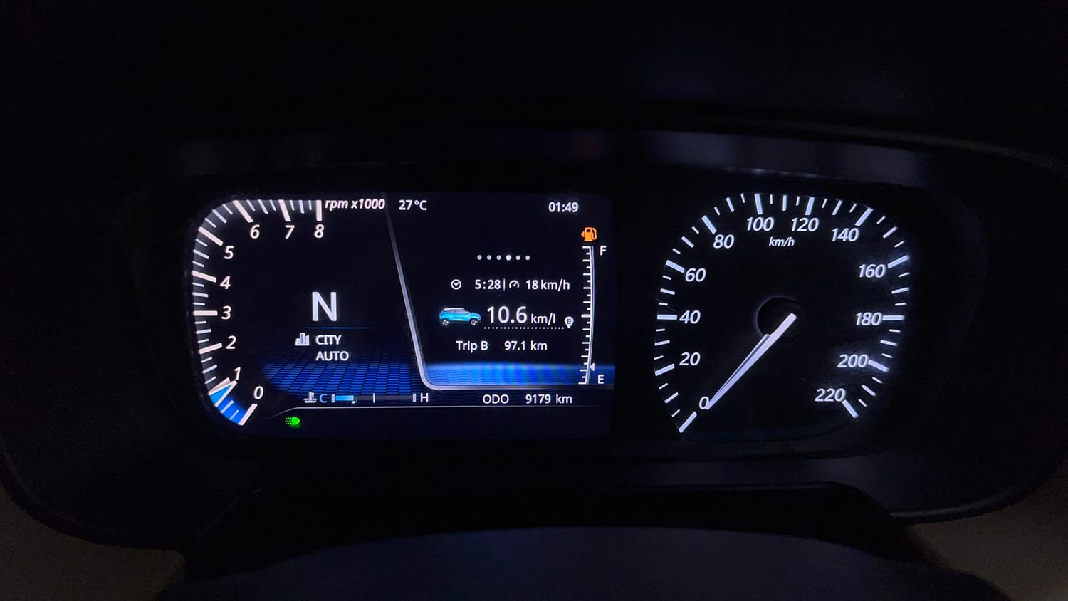 Used 2022 Tata Punch Kaziranga Creative AMT Petrol Automatic interior CLUSTERMETER VIEW