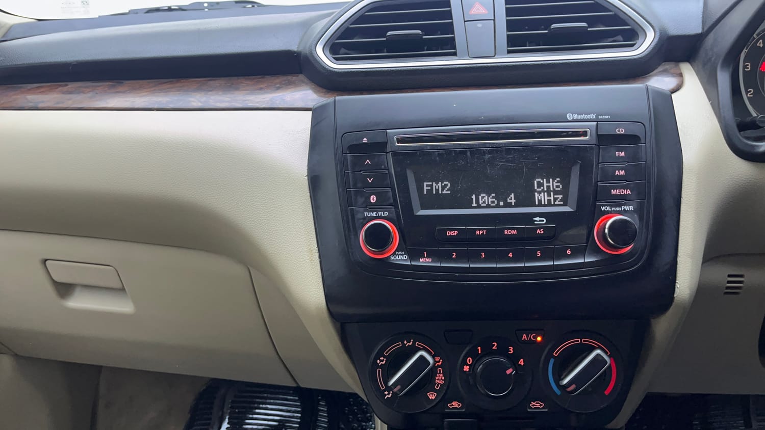 Used 2017 Maruti Suzuki Dzire VXi AMT Petrol Automatic interior MUSIC SYSTEM & AC CONTROL VIEW