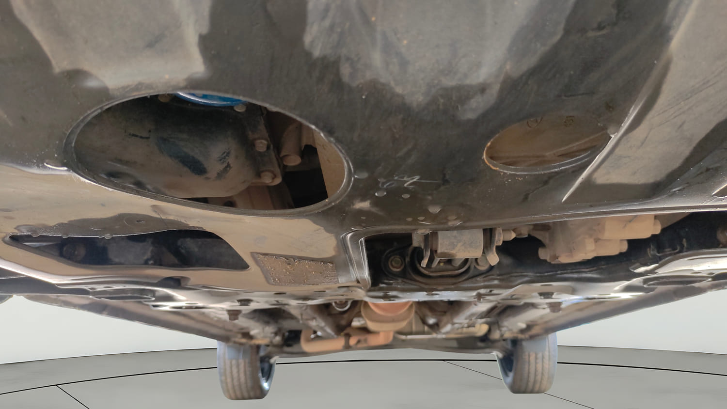 Used 2022 Hyundai Creta SX (O) 1.4 Turbo 7 DCT Dual Tone Petrol Automatic extra FRONT LEFT UNDERBODY VIEW