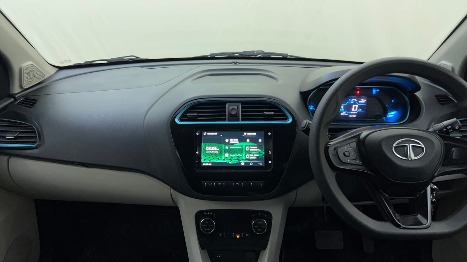 Used 2024 Tata Tiago EV XT Medium Range Electric Automatic interior MUSIC SYSTEM & AC CONTROL VIEW