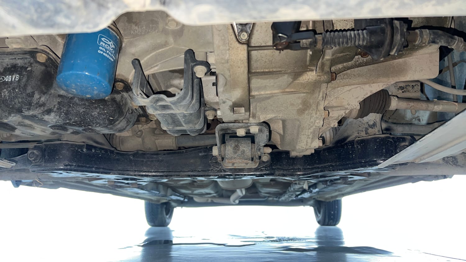 Used 2019 Hyundai Xcent S Petrol+cng(outside fitted) Cng Manual extra FRONT LEFT UNDERBODY VIEW