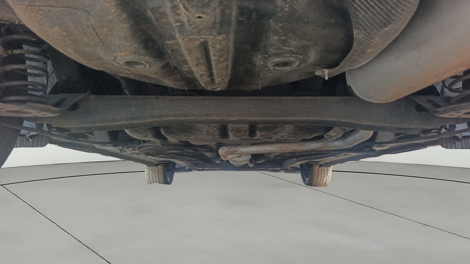 Used 2021 Hyundai New i20 Asta (O) 1.0 Turbo DCT Petrol Automatic extra REAR UNDERBODY VIEW (TAKEN FROM REAR)