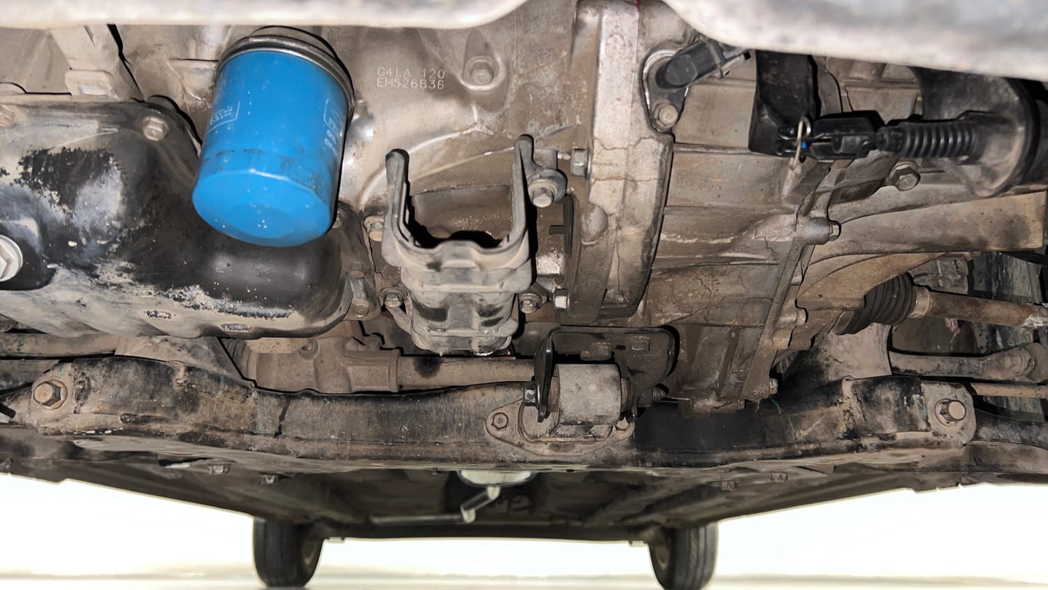 Used 2015 Hyundai Grand i10 Asta 1.2 Kappa VTVT Petrol Manual extra FRONT LEFT UNDERBODY VIEW