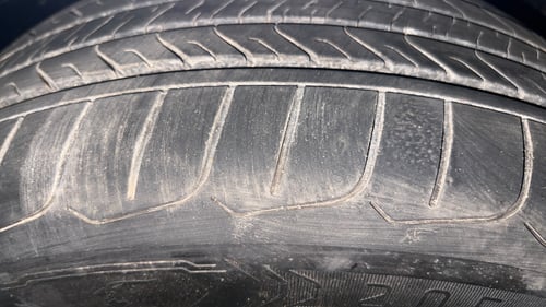 Used 2023 Hyundai Verna SX 1.5 Turbo Petrol DCT Petrol Automatic tyres LEFT FRONT TYRE TREAD VIEW