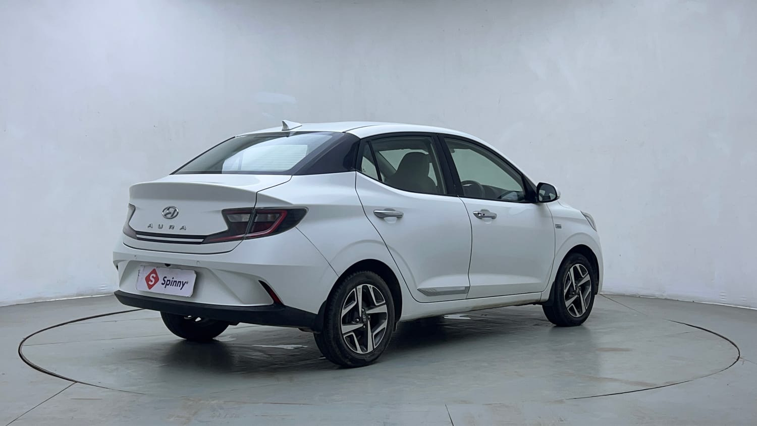 Used 2021 Hyundai Aura SX Plus 1.2 AMT Petrol Petrol Automatic exterior RIGHT REAR CORNER VIEW