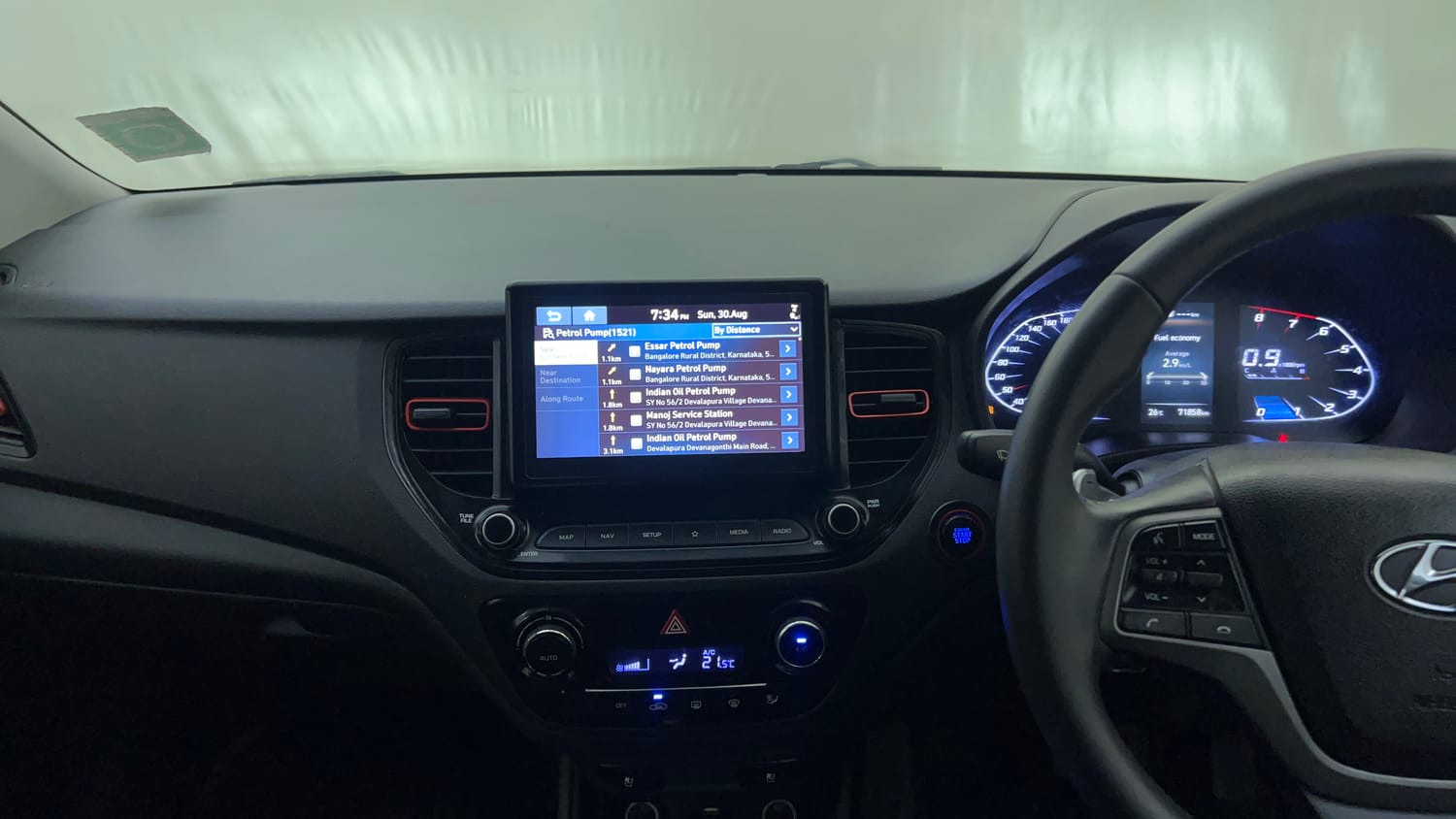 Used 2020 Hyundai Verna SX (O) 1.0 Turbo DCT Petrol Automatic interior MUSIC SYSTEM & AC CONTROL VIEW