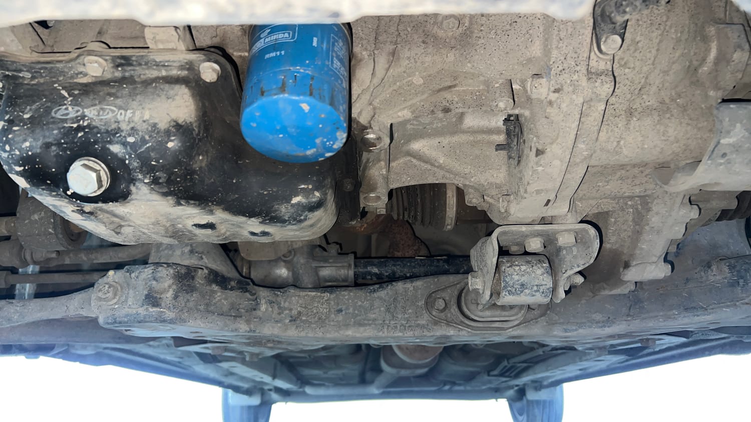 Used 2021 Hyundai Aura SX Plus 1.2 AMT Petrol Petrol Automatic extra FRONT LEFT UNDERBODY VIEW