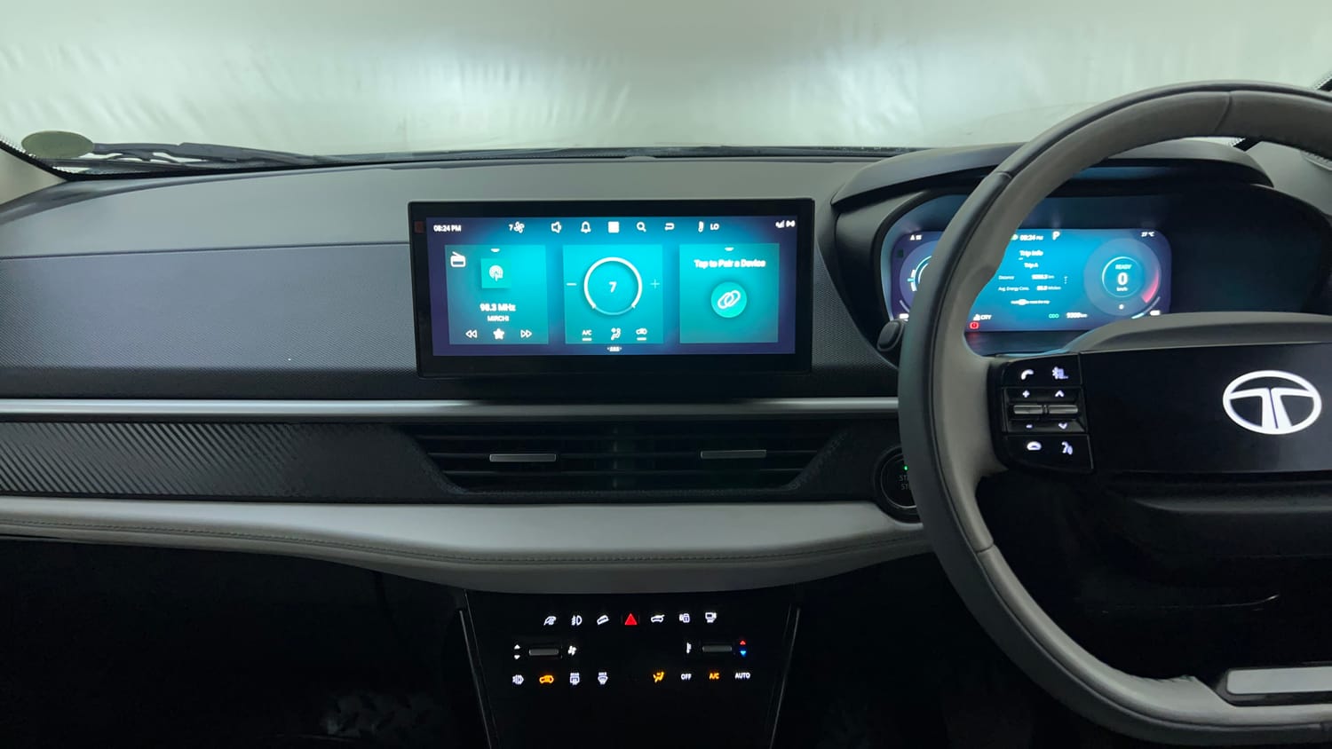 Used 2025 Tata Nexon EV Empowered 45 Electric Automatic interior MUSIC SYSTEM & AC CONTROL VIEW