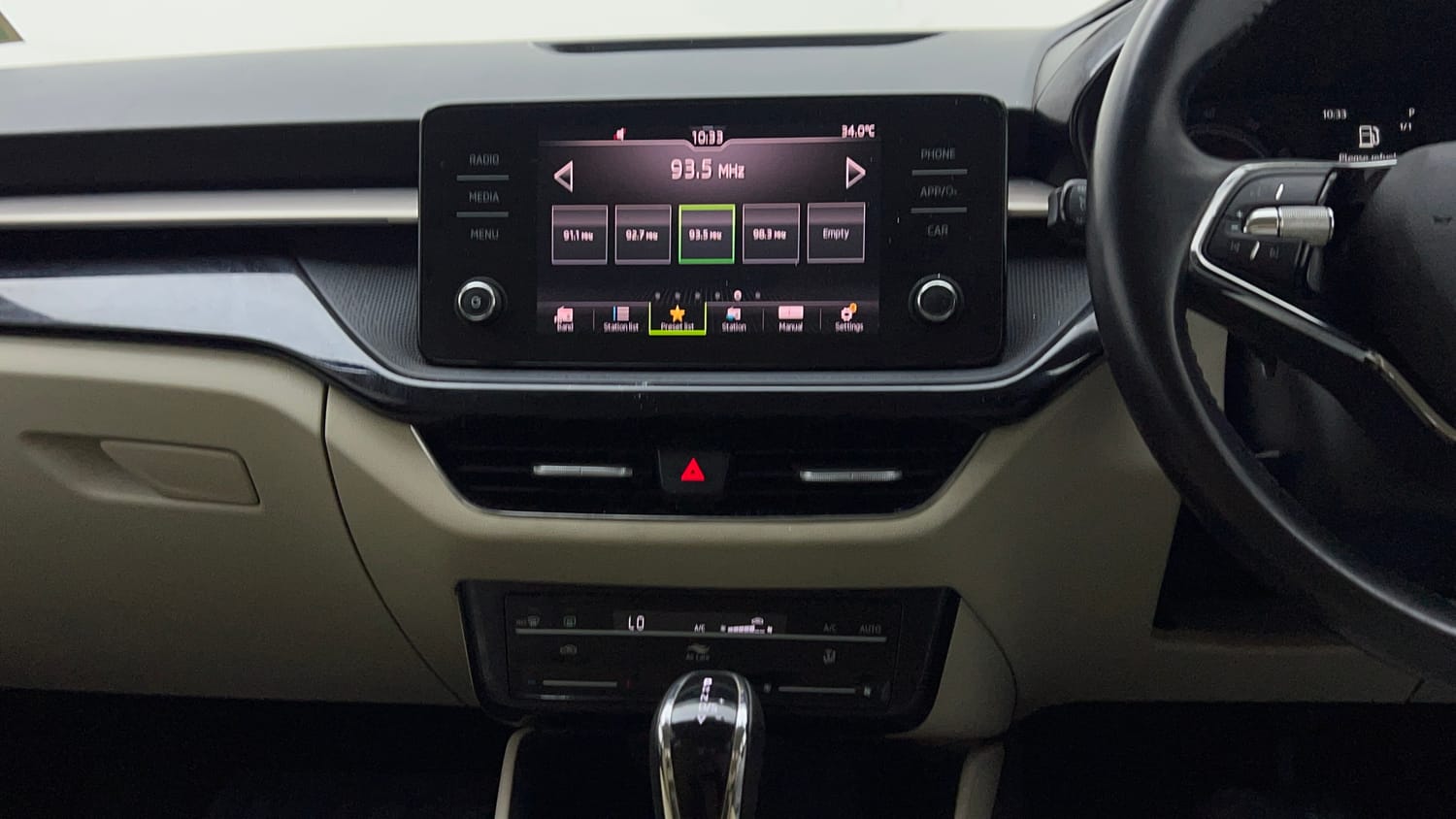 Used 2022 Skoda Slavia Ambition 1.0L TSI AT Petrol Automatic interior MUSIC SYSTEM & AC CONTROL VIEW