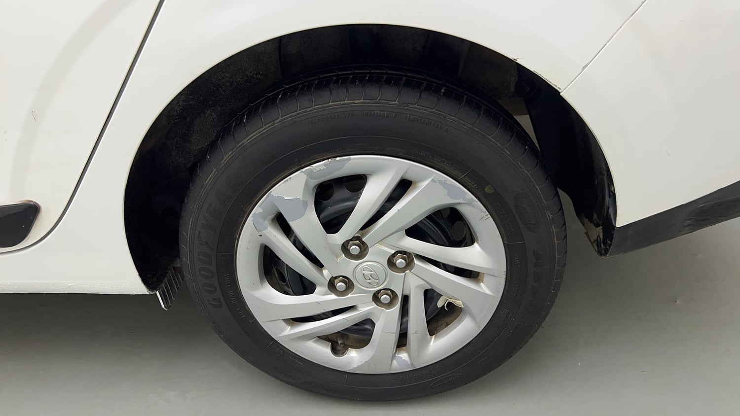 Used 2022 Hyundai Aura S 1.2 Petrol Petrol Manual tyres LEFT REAR TYRE RIM VIEW