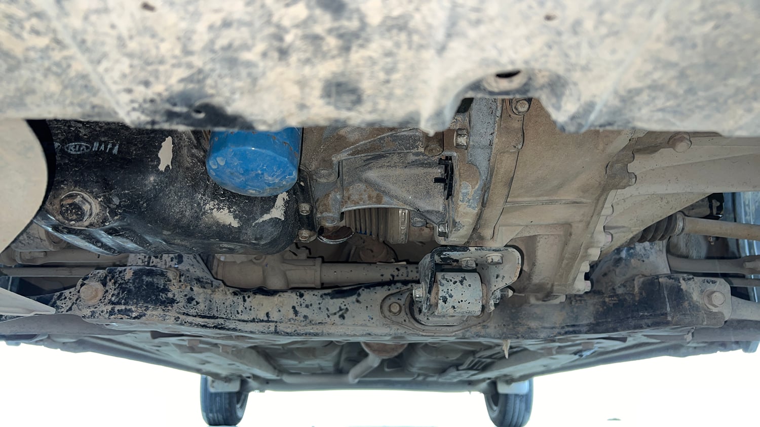 Used 2022 Hyundai Aura S 1.2 Petrol Petrol Manual extra FRONT LEFT UNDERBODY VIEW
