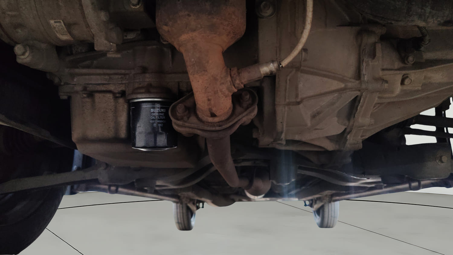 Used 2016 Maruti Suzuki Wagon R 1.0 VXI AMT Petrol Automatic extra FRONT LEFT UNDERBODY VIEW