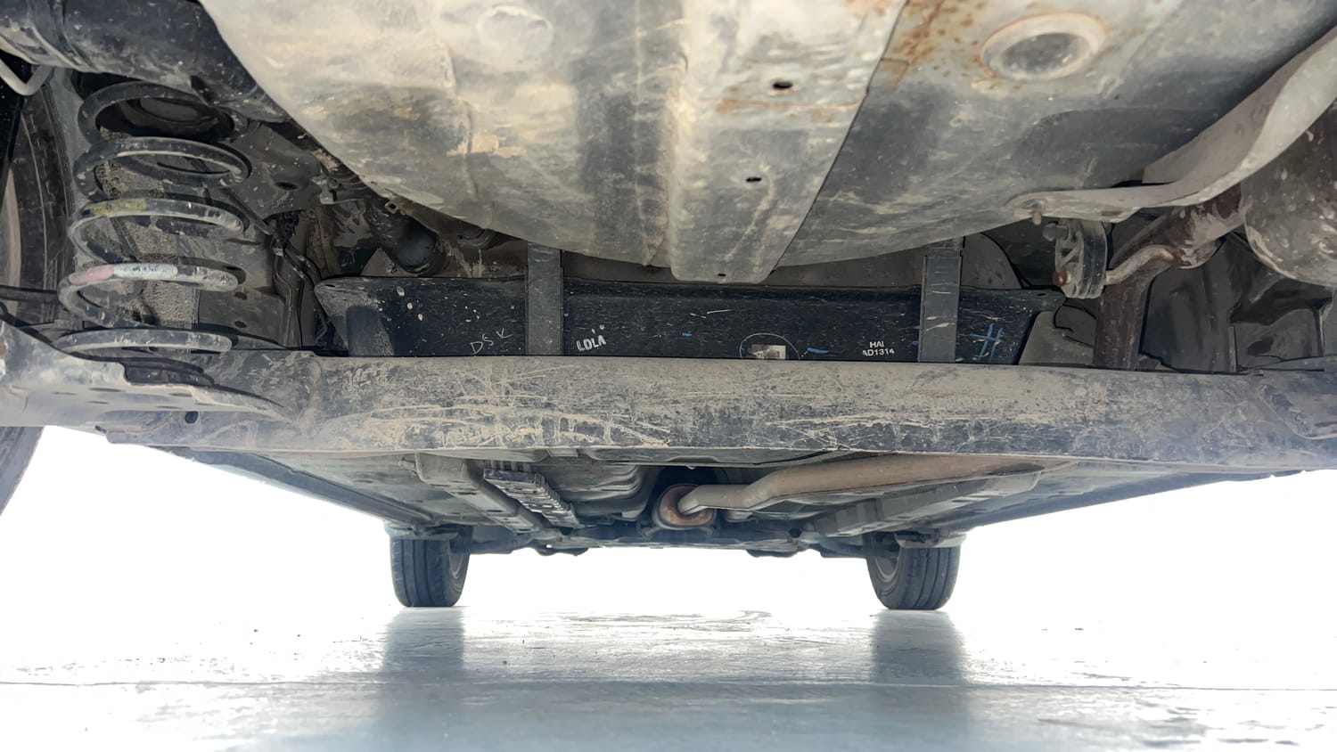 Used 2016 Hyundai Grand i10 Asta 1.2 Kappa VTVT (O) Petrol Manual extra REAR UNDERBODY VIEW (TAKEN FROM REAR)