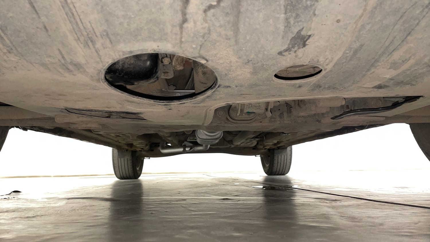 Used 2022 Hyundai Creta SX (O) 1.4 Turbo 7 DCT Petrol Automatic extra FRONT LEFT UNDERBODY VIEW