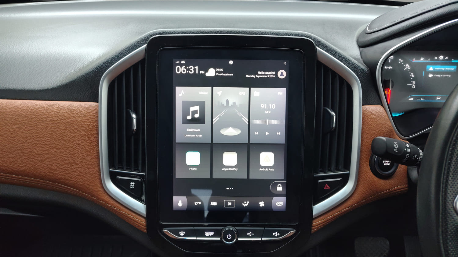 Used 2021 MG Motors Hector Plus Sharp 1.5 Petrol Turbo DCT 6-STR Petrol Automatic interior MUSIC SYSTEM & AC CONTROL VIEW