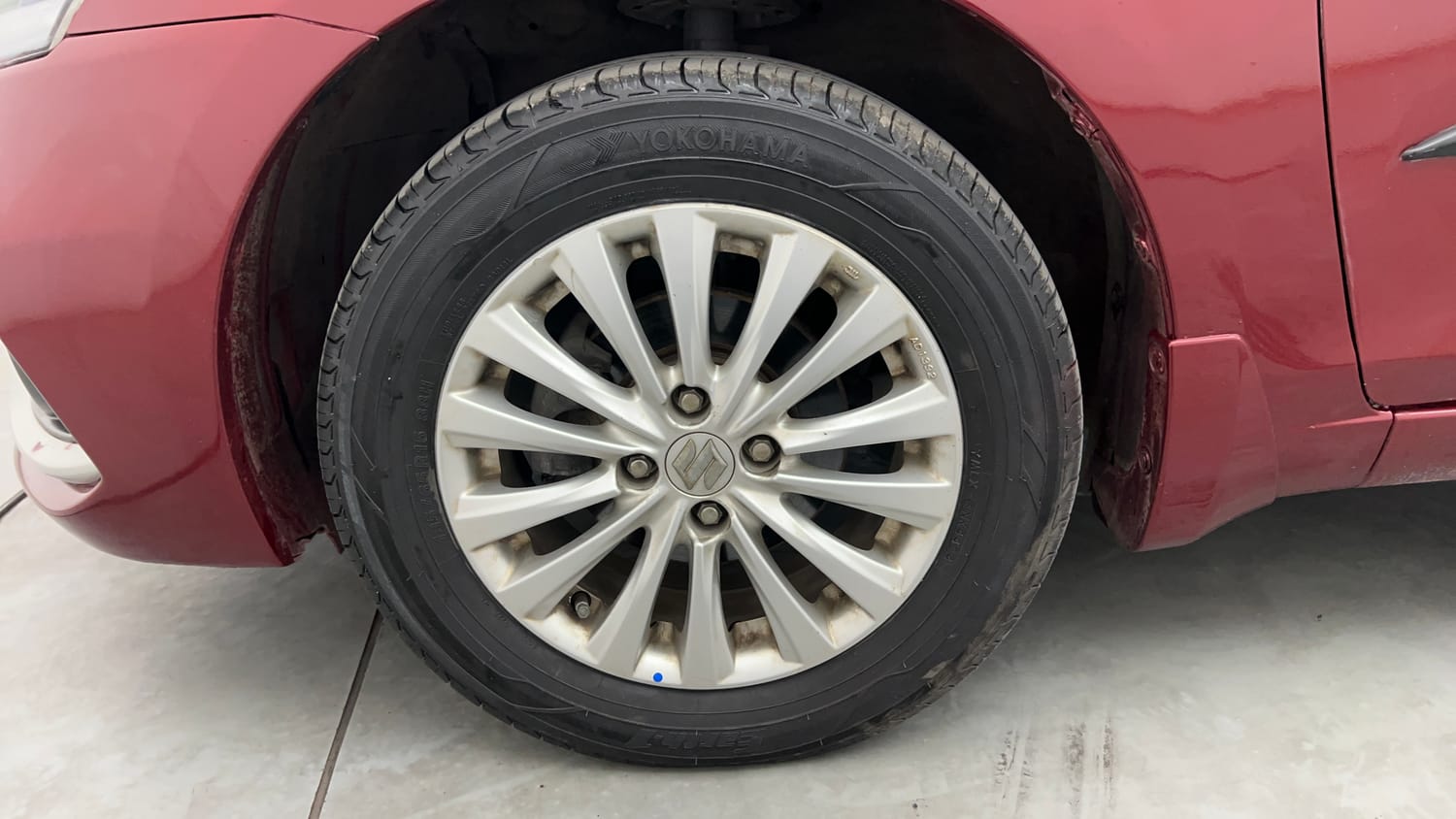 Used 2023 Maruti Suzuki Ciaz Zeta 1.5 Petrol Manual tyres LEFT FRONT TYRE RIM VIEW