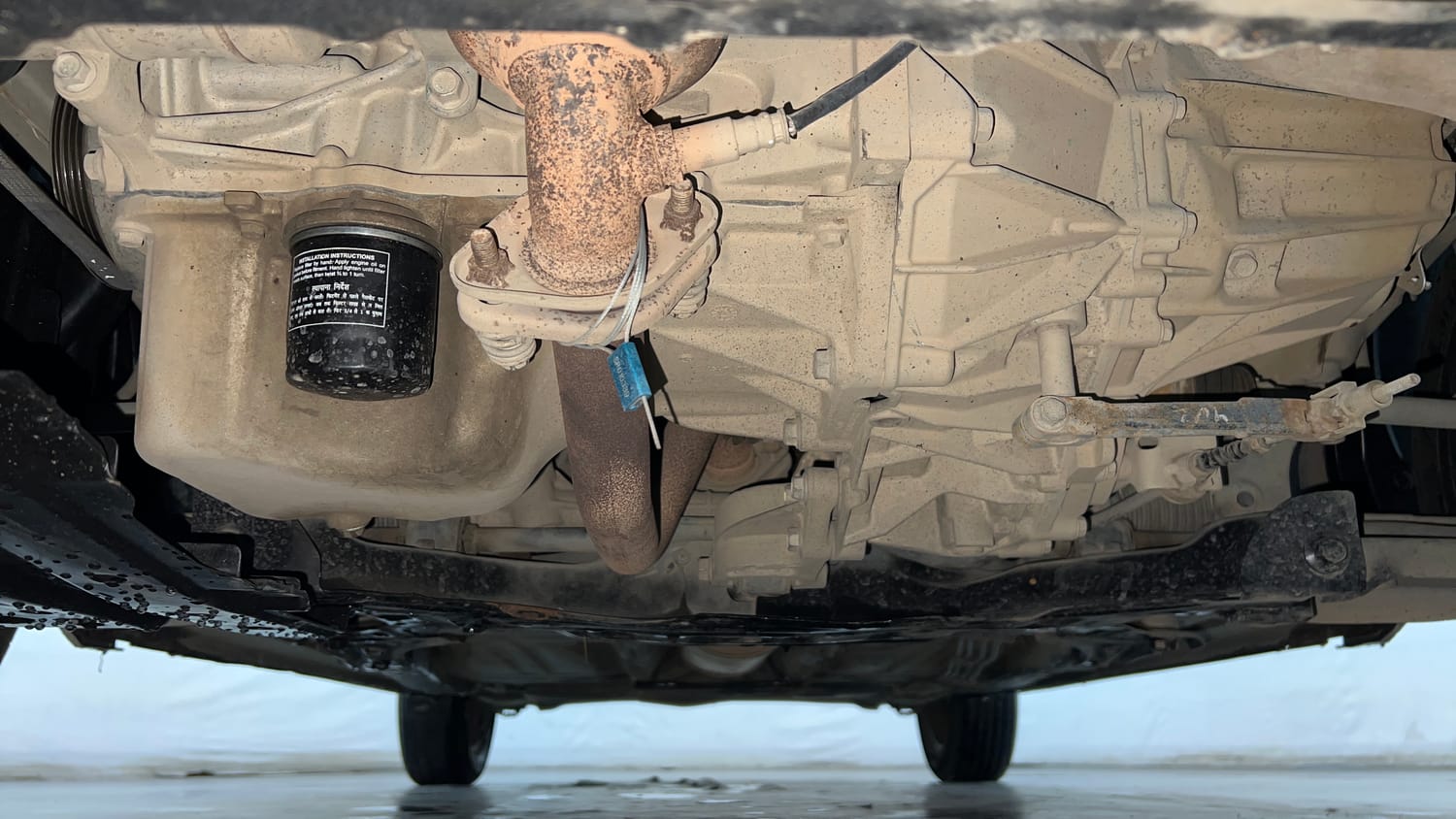 Used 2021 Maruti Suzuki Baleno Delta Petrol+CNG (Outside Fitted) Cng Manual extra FRONT LEFT UNDERBODY VIEW