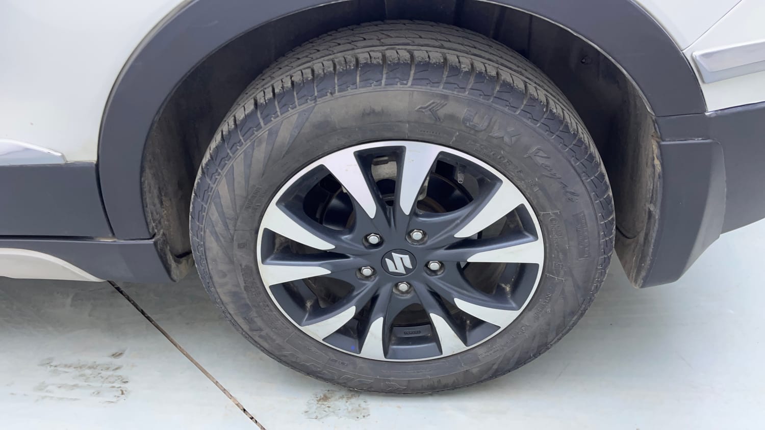 Used 2021 Maruti Suzuki S-Cross Zeta AT Petrol Automatic tyres LEFT REAR TYRE RIM VIEW