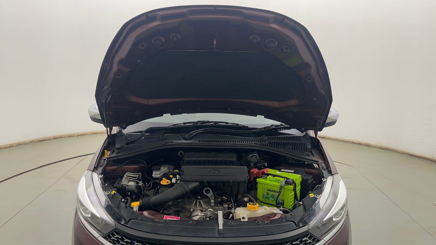 Used 2023 Tata Tigor XZA Plus Leatherette Pack Petrol Automatic engine ENGINE & BONNET OPEN FRONT VIEW