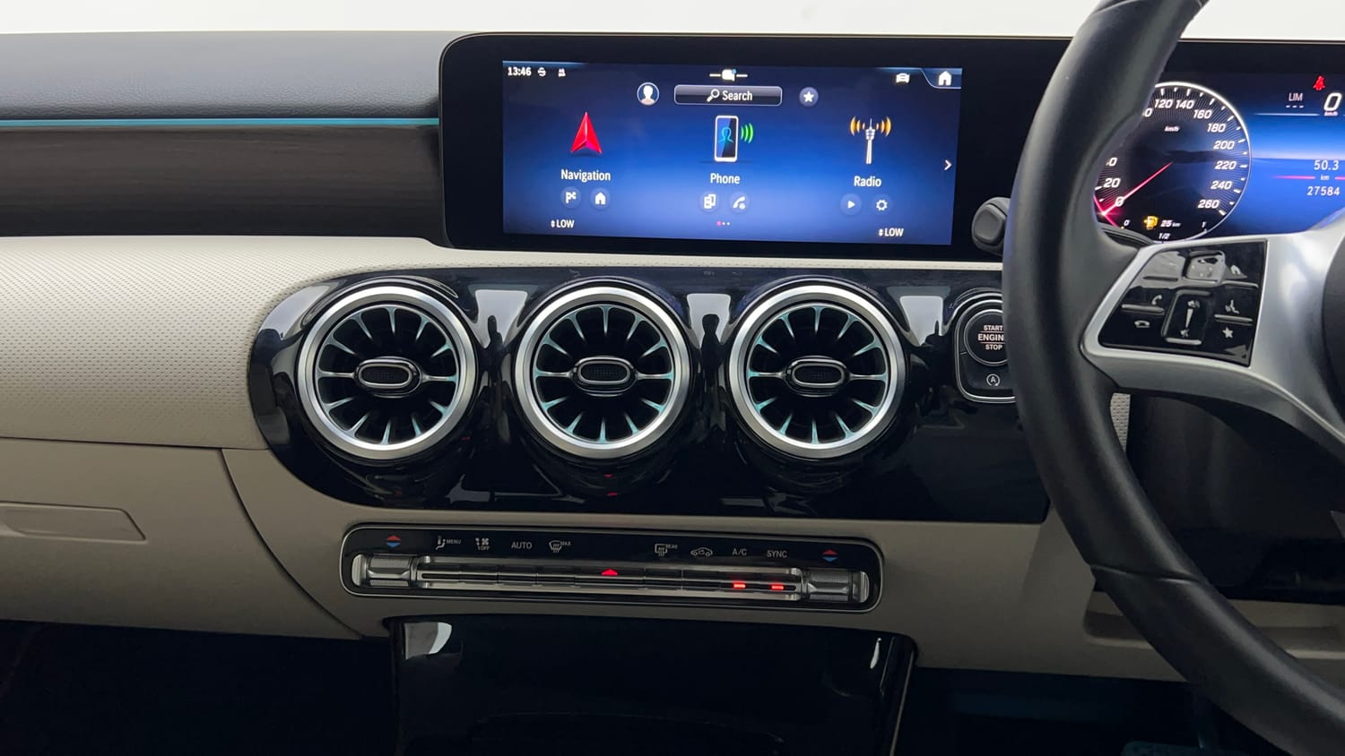Used 2025 Mercedes-Benz A-Class Limousine 200 Petrol Automatic interior MUSIC SYSTEM & AC CONTROL VIEW