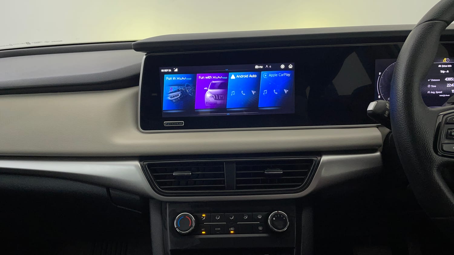 Used 2023 Mahindra XUV700 AX 5 Petrol AT 5 STR Petrol Automatic interior MUSIC SYSTEM & AC CONTROL VIEW