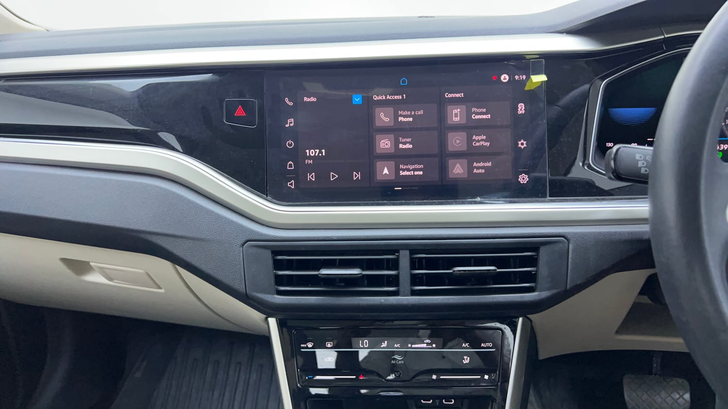 Used 2022 Volkswagen Virtus Topline 1.0 TSI AT Petrol Automatic interior MUSIC SYSTEM & AC CONTROL VIEW