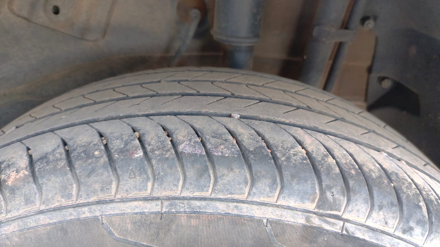 Used 2025 Tata Nexon Creative Plus (S) 1.2 Petrol 6MT Dark Edition Petrol Manual tyres LEFT REAR TYRE TREAD VIEW