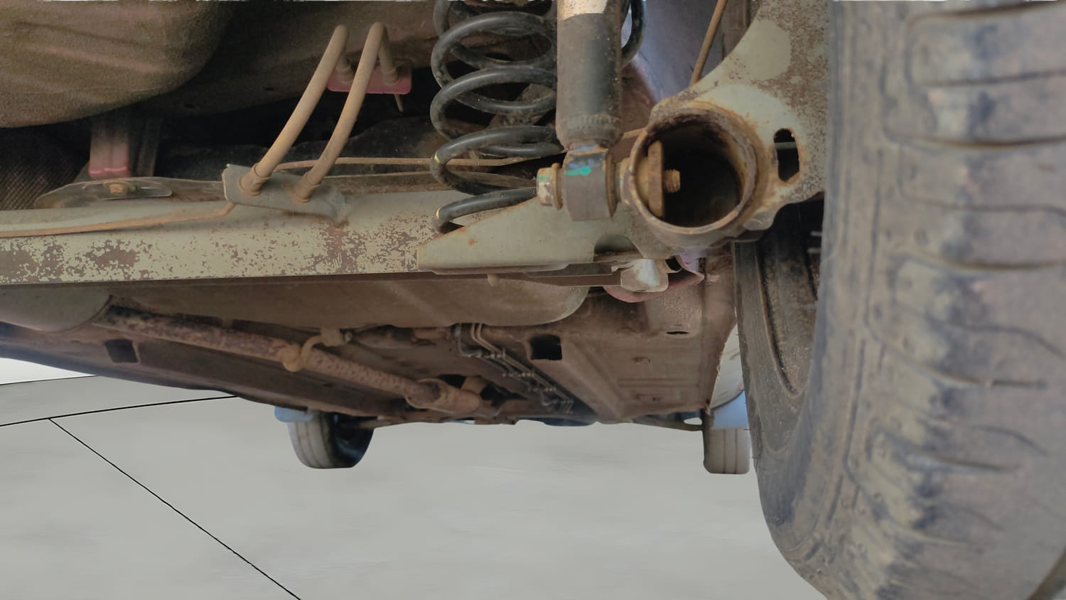 Used 2017 Renault Kwid 1.0 RXT AMT Opt Petrol Automatic extra REAR RIGHT UNDERBODY VIEW
