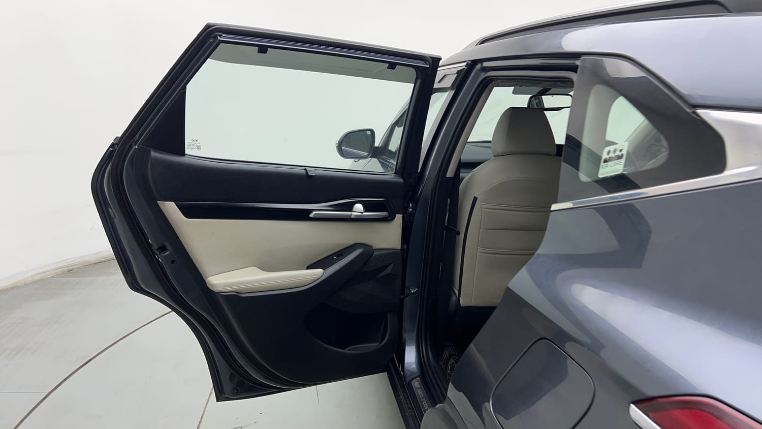 Used 2020 Kia Seltos HTX 1.5 Petrol Manual interior LEFT REAR DOOR OPEN VIEW