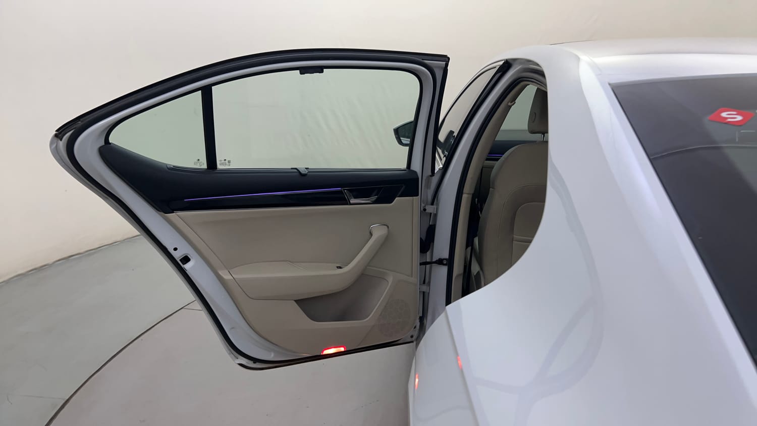 Used 2020 Skoda Superb L&K AT Petrol Automatic interior LEFT REAR DOOR OPEN VIEW