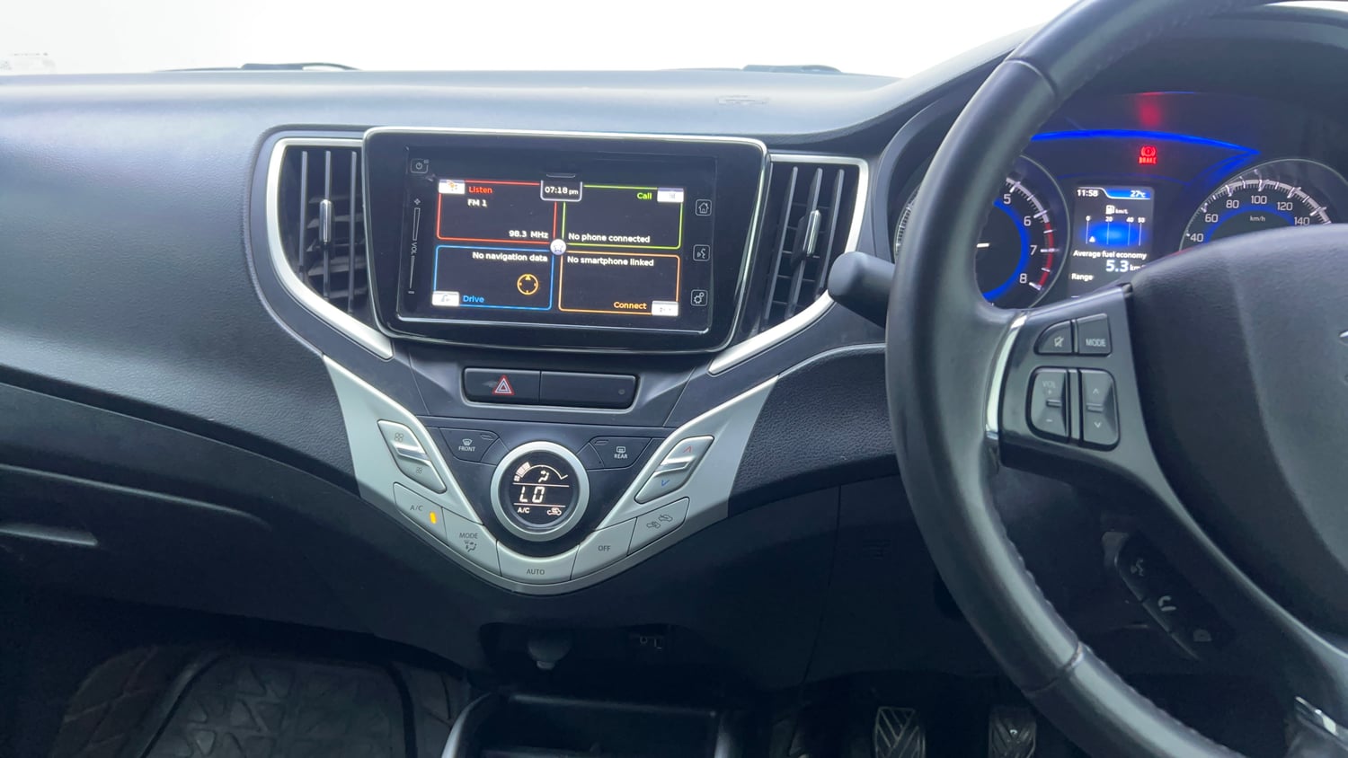 Used 2018 Maruti Suzuki Baleno Alpha Petrol+CNG (Outside Fitted) Cng Manual interior MUSIC SYSTEM & AC CONTROL VIEW