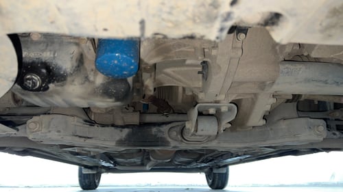 Used 2022 Hyundai Aura SX Plus 1.2 AMT Petrol Petrol Automatic extra FRONT LEFT UNDERBODY VIEW