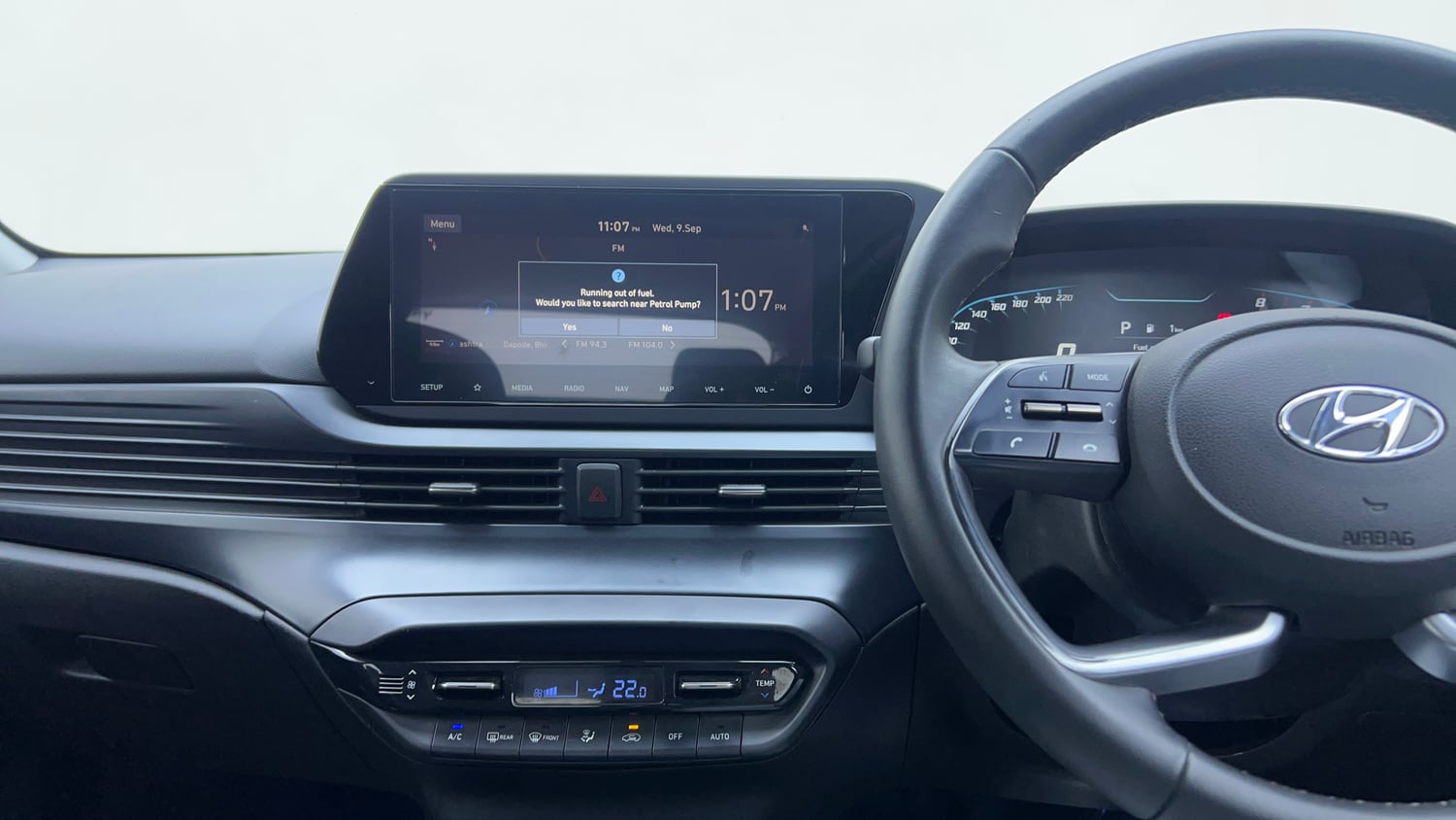 Used 2021 Hyundai New i20 Asta (O) 1.0 Turbo DCT Petrol Automatic interior MUSIC SYSTEM & AC CONTROL VIEW