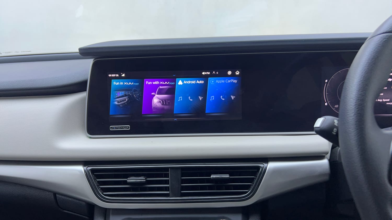 Used 2022 Mahindra XUV700 AX 5 Petrol AT 5 STR Petrol Automatic interior MUSIC SYSTEM & AC CONTROL VIEW