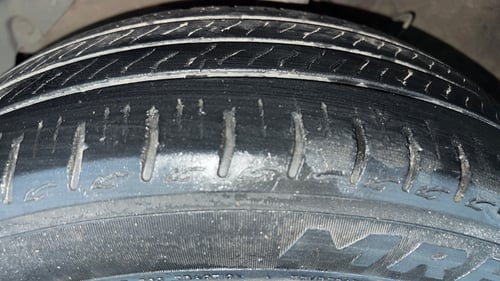 Used 2022 Hyundai Aura SX Plus 1.2 AMT Petrol Petrol Automatic tyres LEFT FRONT TYRE TREAD VIEW