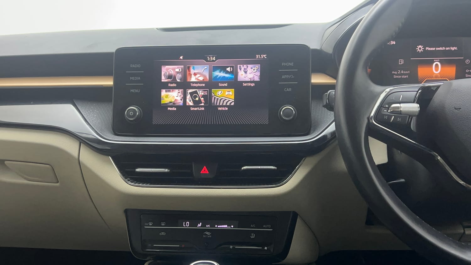 Used 2023 Skoda Slavia Style 1.0L TSI MT Petrol Manual interior MUSIC SYSTEM & AC CONTROL VIEW