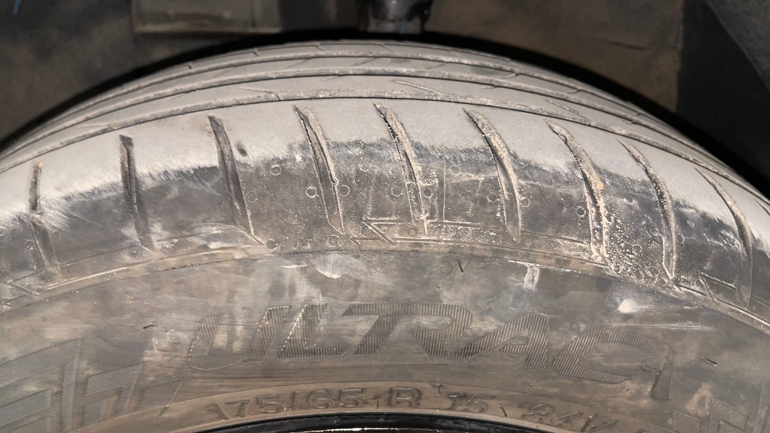 Used 2026 Hyundai Exter 1.2 Kappa Petrol AMT HX 3 Petrol Automatic tyres LEFT FRONT TYRE TREAD VIEW