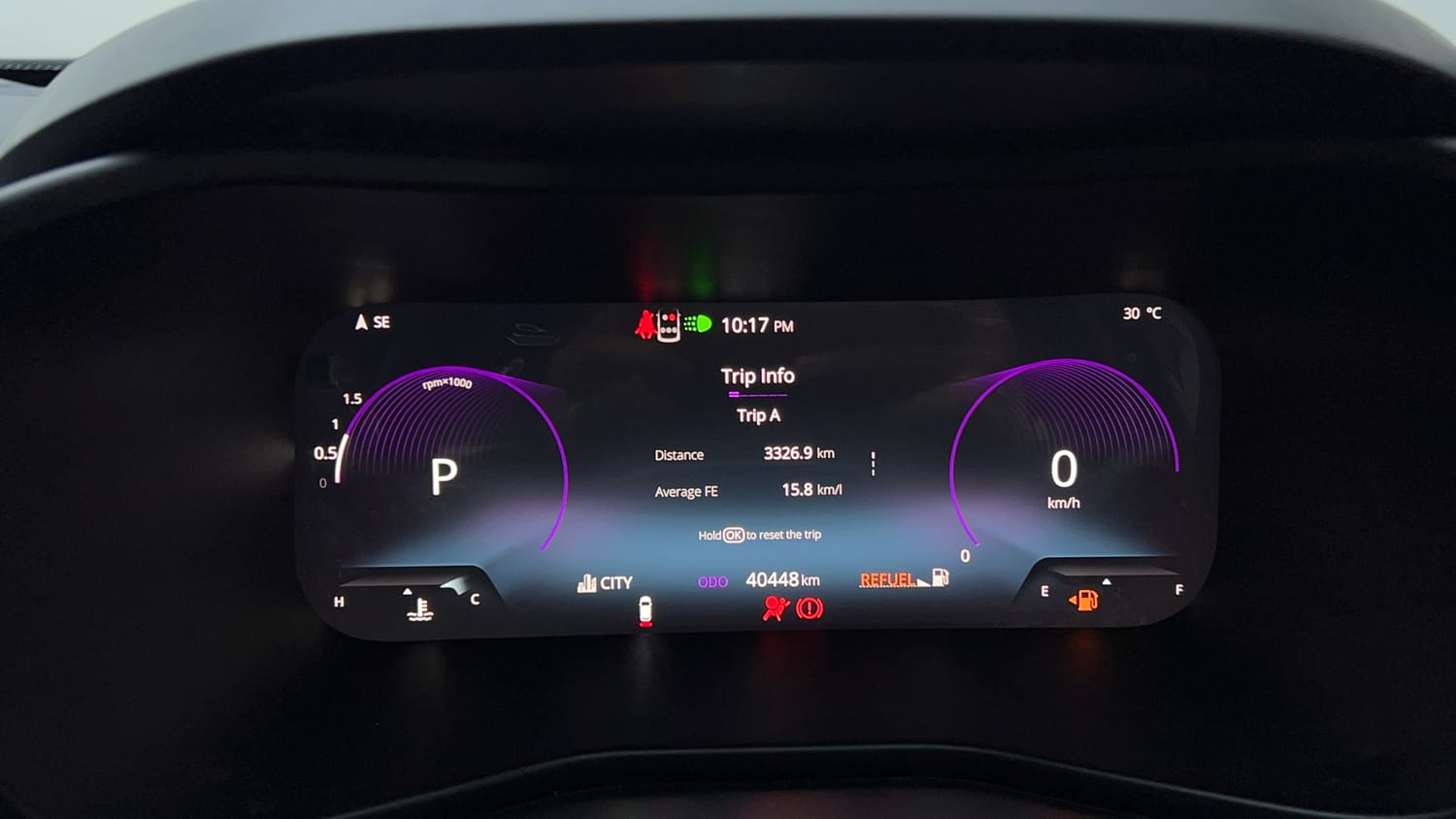 Used 2024 tata Nexon Fearless S 1.2 Revotron Petrol 7DCA Dual Tone Petrol Automatic interior CLUSTERMETER VIEW