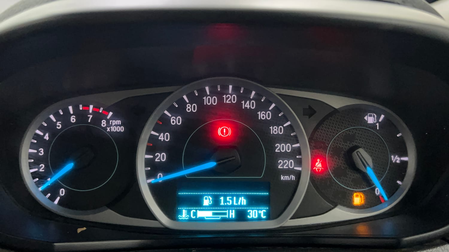 Used 2019 Ford Figo Titanium 1.2 Ti-VCT MT Petrol Manual interior CLUSTERMETER VIEW